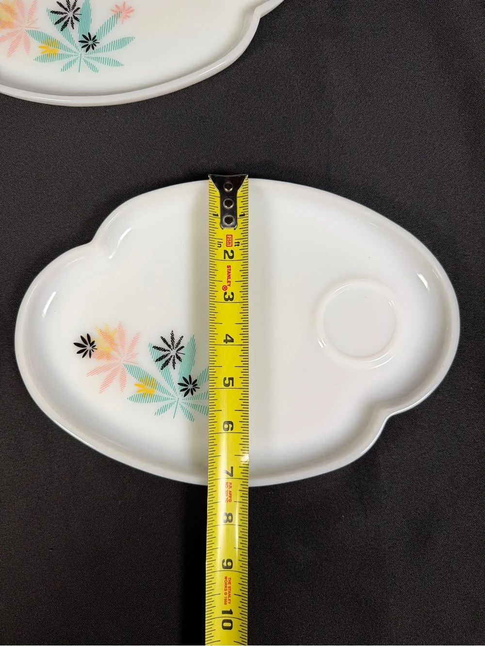 Vintage Atomic Milk Glass Snack Plates - Set of 2